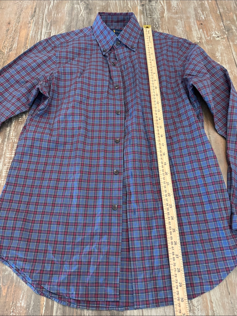 Ralph Lauren Blue & Burgundy Plaid Button-Down Shirt